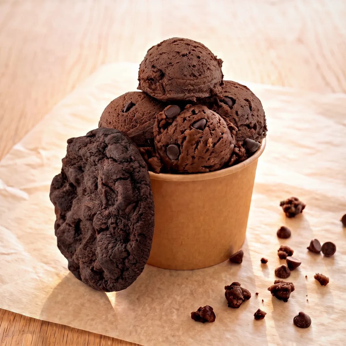 Brownie batter in a tub